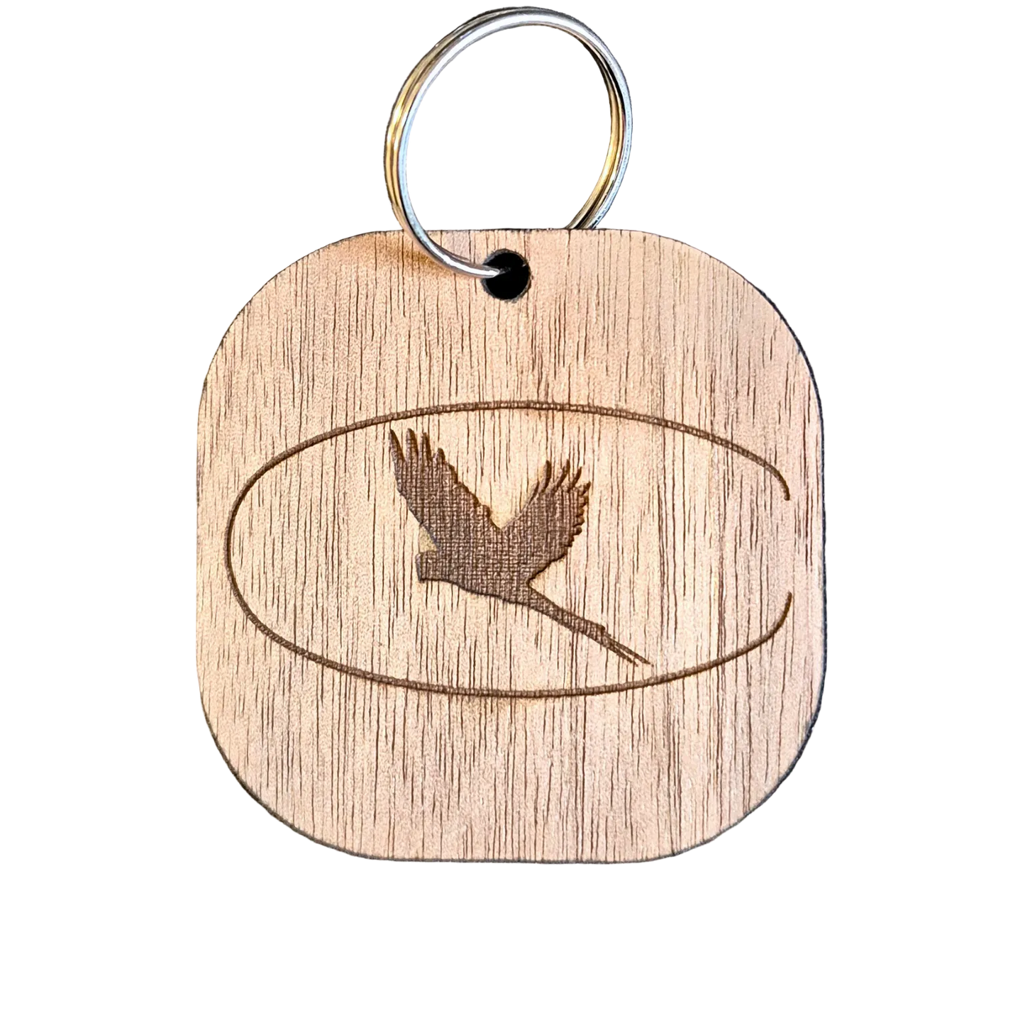 Wooden walnut bag tag for disc golfers customized with their personal logo