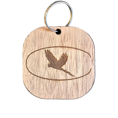 Wooden walnut bag tag for disc golfers customized with their personal logo