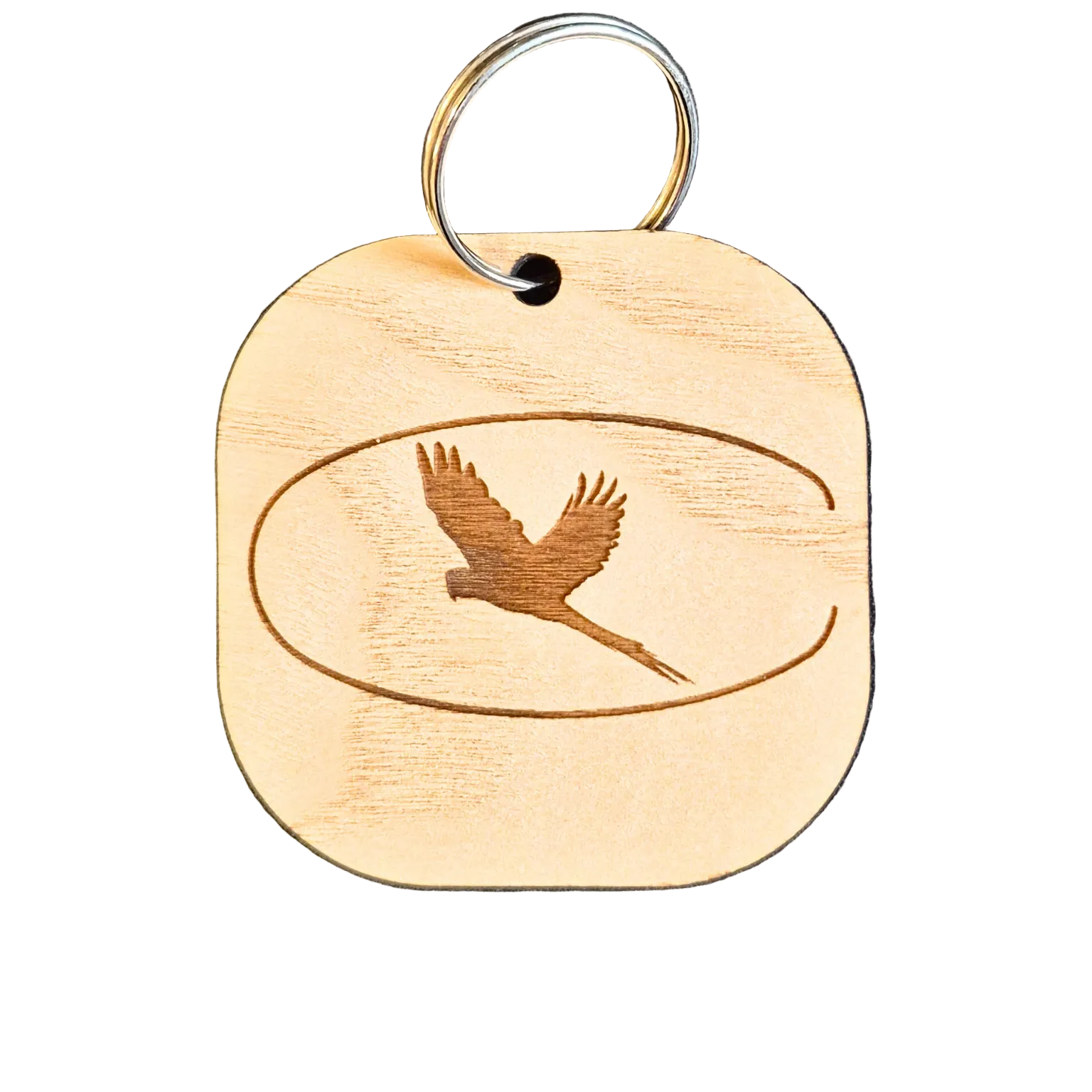 Wooden ash bag tag for disc golfers customized with their personal logo
