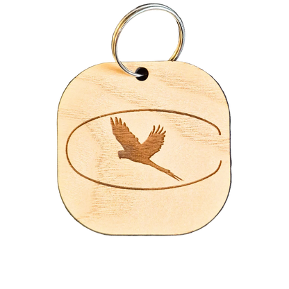 Wooden ash bag tag for disc golfers customized with their personal logo