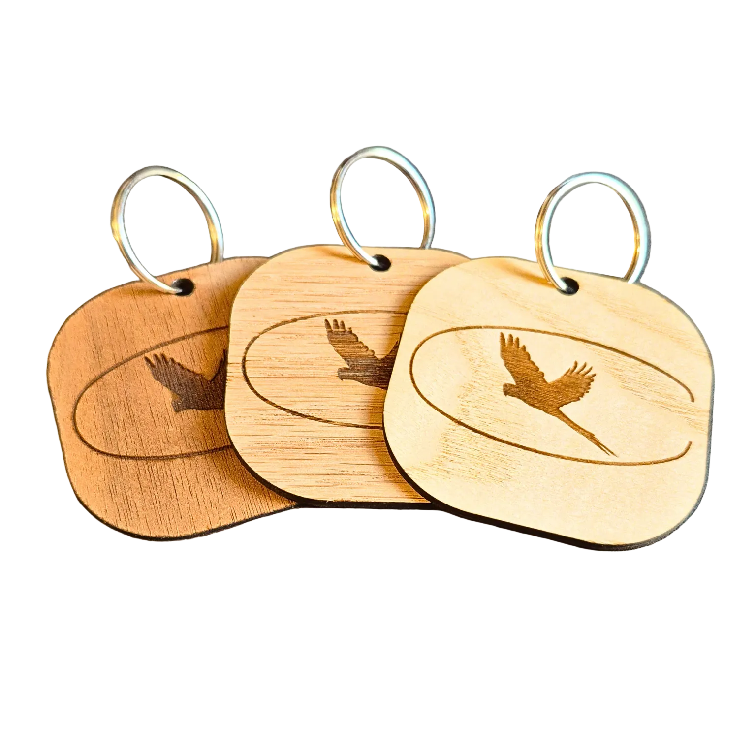Wooden bag tags for disc golfers customized with their personal logo