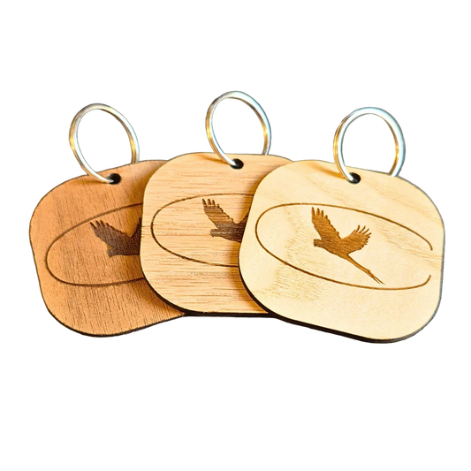 Wooden bag tags for disc golfers customized with their personal logo